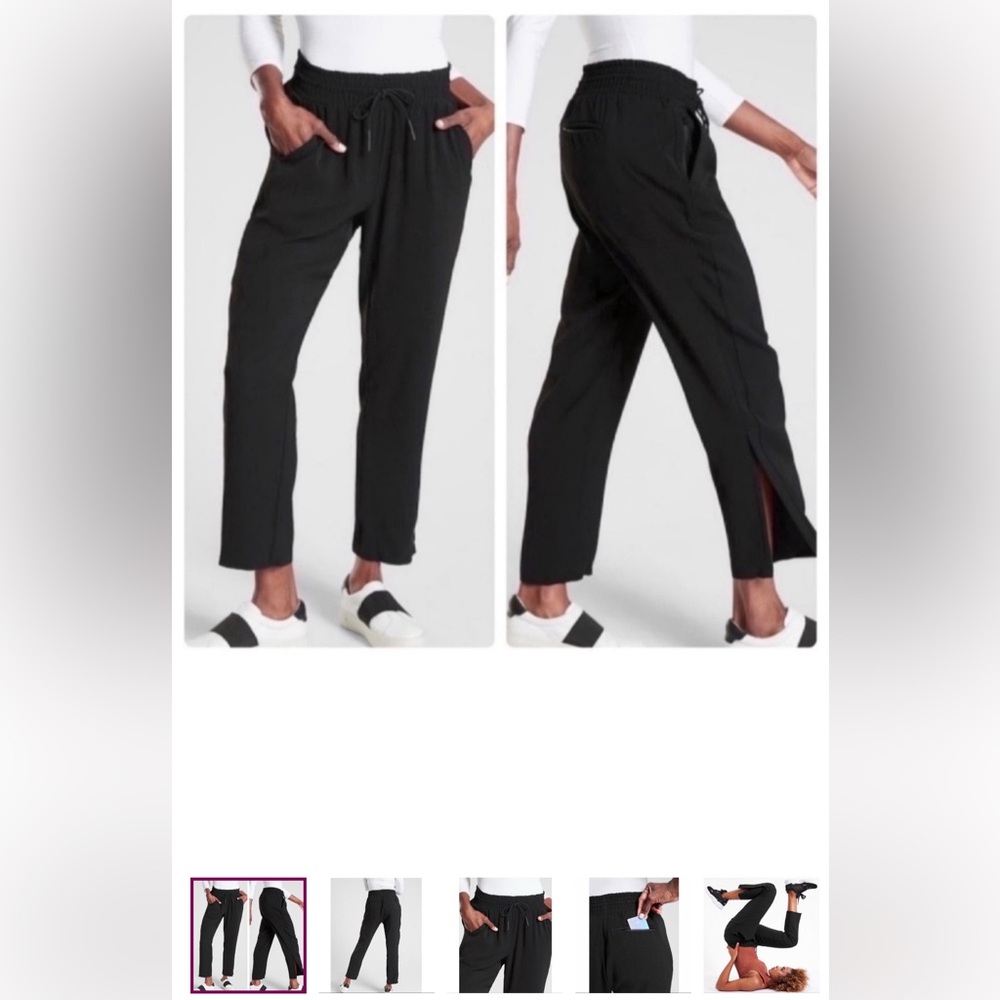 Athleta Black Metropolis Straight Leg Pant Zipper Pockets